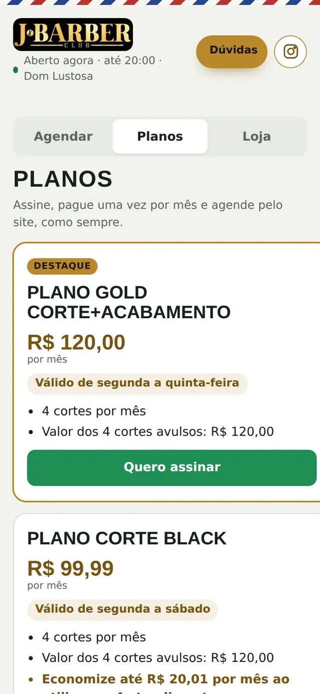 Site da barbearia: os planos do clube de assinatura com a economia de cada um